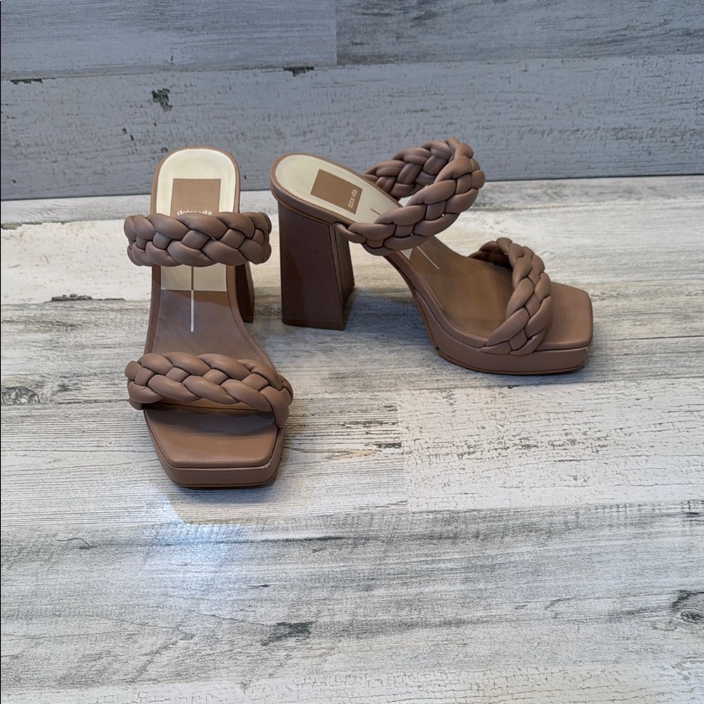 Dolce Vita Brown Braided Block Heel Sandals